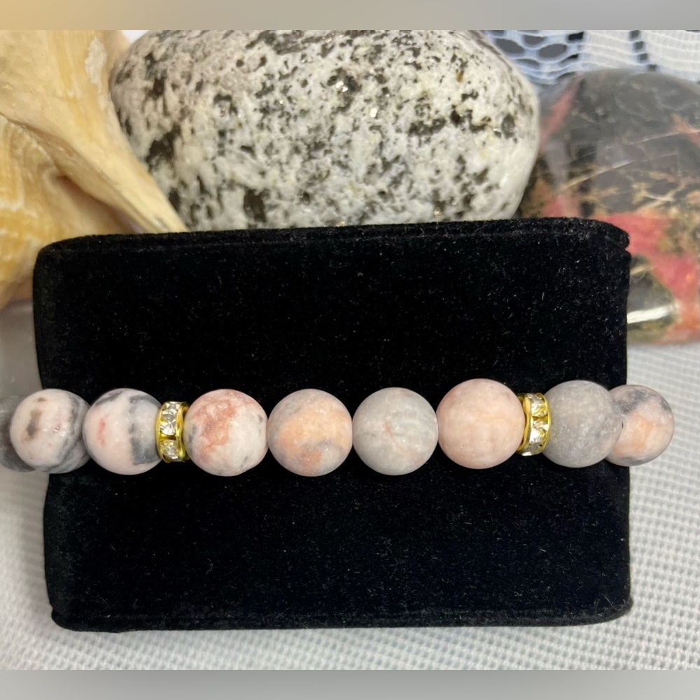 BOGO FREE Natural Pink Zebra Stone Bracelet 😍